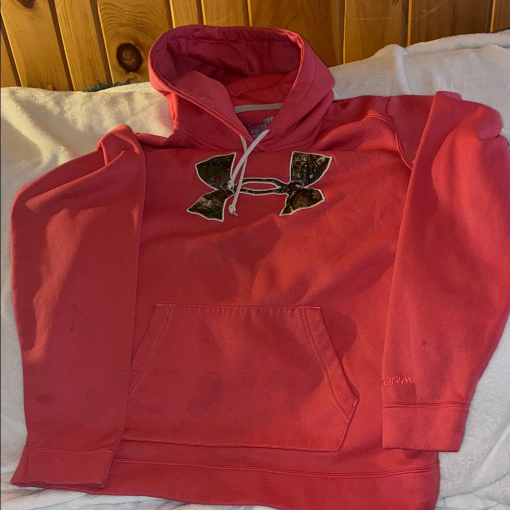 Under Armour Coral Pink Camo Logo Crewneck Hoodie